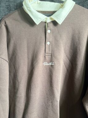 Primitive Brown Rugby Polo with Cream Collar